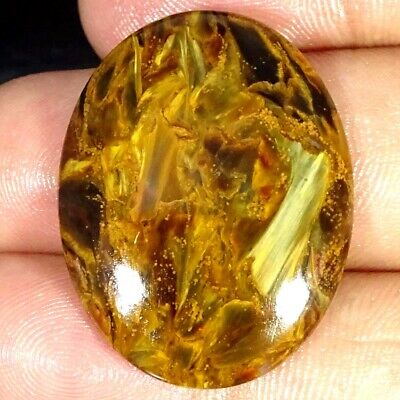 27.70cts Natural Golden Pietersite Oval Cabochon Loose Gemstone