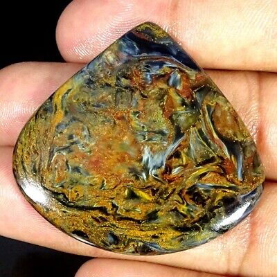 60.80cts Natural Golden Pietersite Pear Cabochon Loose Gemstone