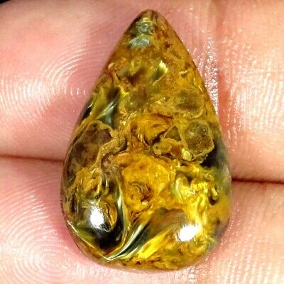 15.30cts Natural Golden Pietersite Pear Cabochon Loose Gemstone