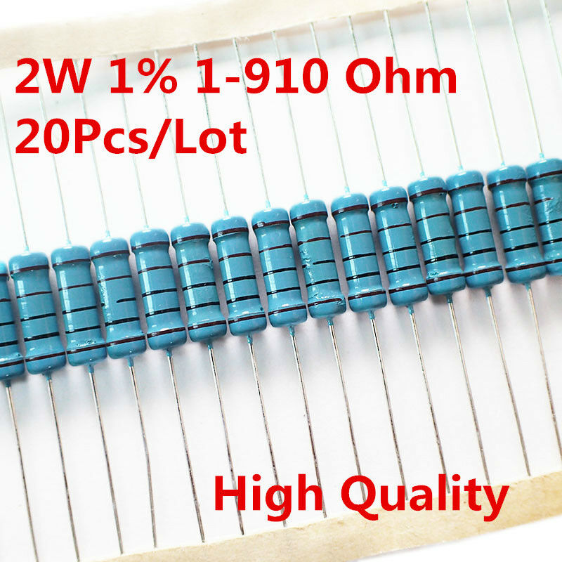 20pcs 2w 2 Watt Metal Film Resistor ±1% 56 120 150 180 430 470 680 1-910 Ω Ohm