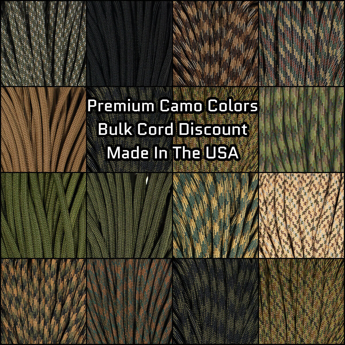 Paracord Planet 550 Paracord Camo Colors - 10-25-50-100 Ft Options - Made In Usa